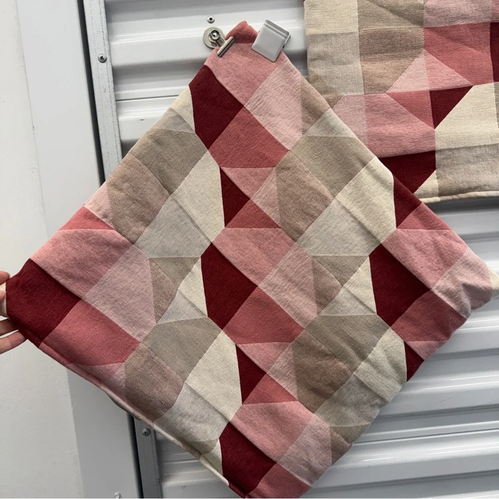 IKEA SVARTHO Pillow Covers 20x20 Geometric Mauve Pink Burgundy Cotton patchwork